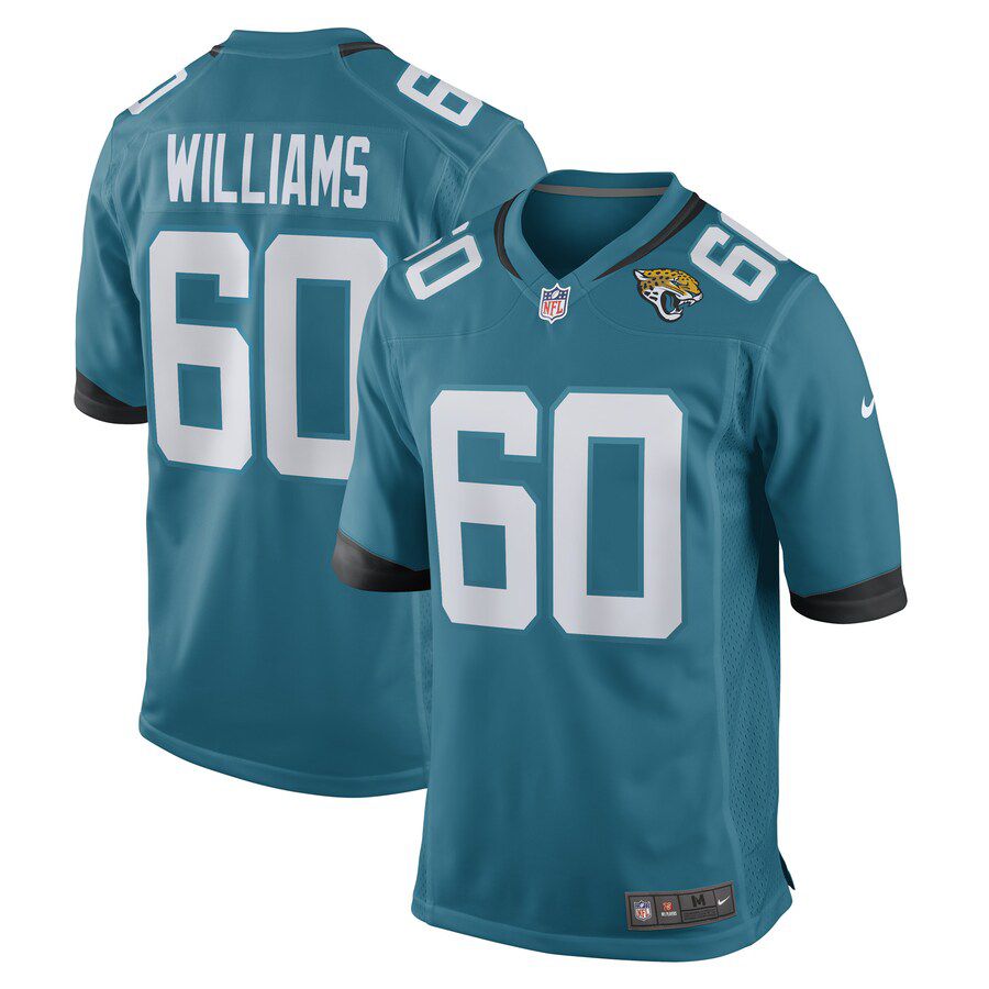 Men Jacksonville Jaguars 60 Darryl Williams Nike Teal Game Player NFL Jersey